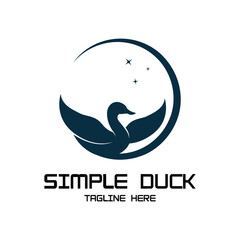 Duck Logo Vector With Simple Design. Simple Icon Duck Vector Template.