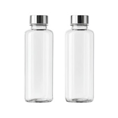 Two transparent glass bottles stand ready for use, perfect for daily hydration at home or in the office