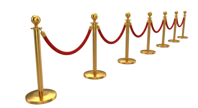 Gold Stanchions With Red Velvet Ropes rope barrier