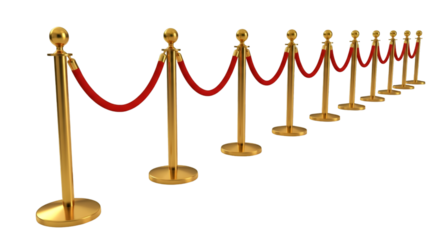 Golden Stanchions with Red Velvet Rope Barrier whisk