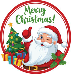 Festive christmas sticker design with holiday elements