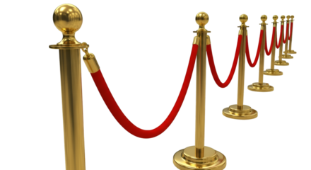 Golden Stanchions with Red Velvet Ropes rope barrier