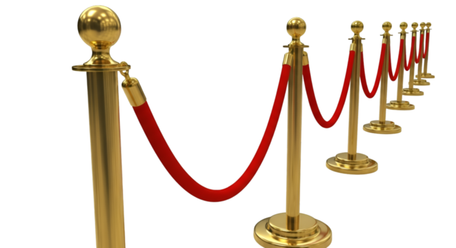 Golden Stanchions with Red Velvet Ropes rope barrier