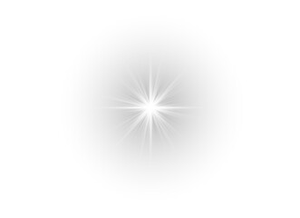 Vector illustration with sparkling flare and glow. Bright white star PNG perfect for festive, digital, or abstract projects. Adds luminous accent to design.