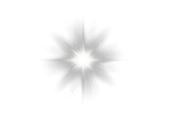 Shining vector illustration with flare and spark. Glowing white star PNG for digital design. Perfect for festive and abstract effects.