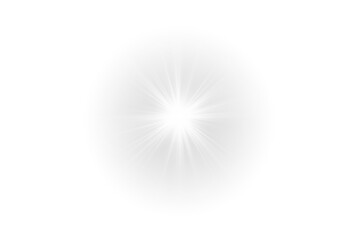 Vector flare and glow effect. White PNG star with shining highlights. Perfect for digital, festive, or abstract projects.