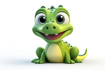 Fototapeta premium Cute baby crocodile background reptile cartoon animal.