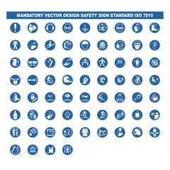 set mandatory action sign vector design mandatory safety sign standar ISO 7010