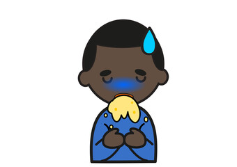 吐く黒人の若い男性