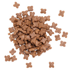 cat pet food pile isolated on white background.