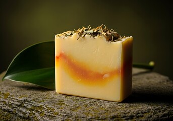 Artisanal handmade soap with natural ingredients and herbal accents rustic charm