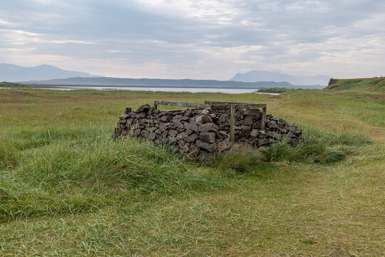 old  islandic grass roof house in Iceland