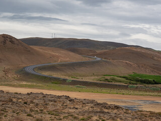 motorway in lava fields of Iceland