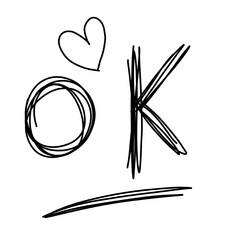 Ok text hand drawn 