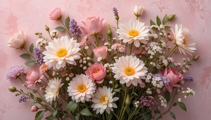 Floral frame with pink and white blossoms, delicate pastel flower background for greeting cards, weddings, invitations, romantic feminine illustrations and elegant celebration concepts