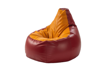 A comfortable two-tone bean bag chair in a striking reddish-brown and vibrant orange. Perfect for modern lounge areas or casual seating. background removed