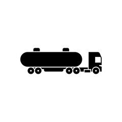 tanker truck glyph icon. petrol truck solid black illustration.