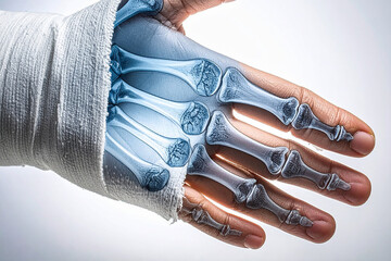 x-ray of a bandaged hand