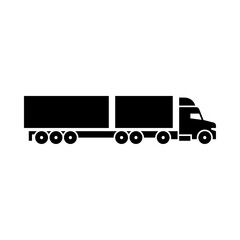 road train glyph icon. long combination vehicle solid black illustration.