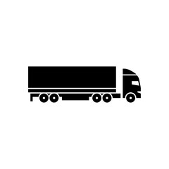 truck with trailer box glyph icon. box truck solid black illustration.