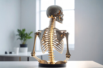 the skeletal torso on the table