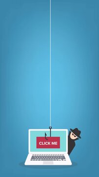 Hacker using click me bait to steal confidential data, personal information and credit card detail. Hacking concept	