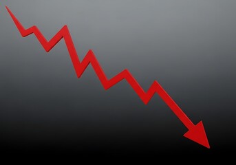 Sharp red downward arrow graph symbolizing financial decline and economic recession trends