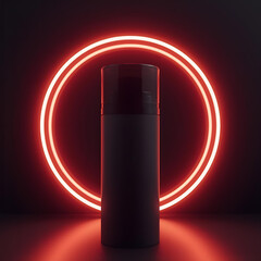 Deodorant or Hairspray Can Mockup with Red Neon Light