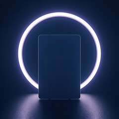 Glass Tablet or Device Mockup with White Neon Light
