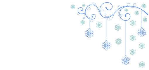 Winter corner snowflake decoration, elegant frosty border design
