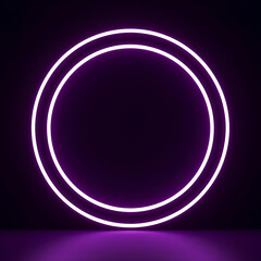 Double Purple Neon Circle Light on Reflective Floor