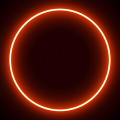 Glowing Orange Neon Circle Frame on Dark Background