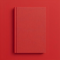 Red Textured Hardcover Book Mockup on Red Background