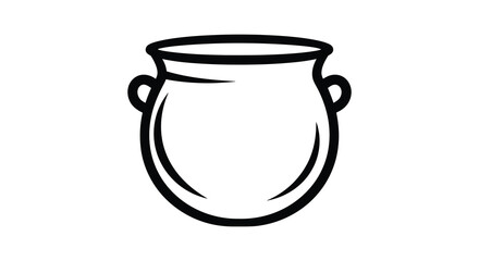 Simple hand drawn outline silhouette of a classic amphora vase with two handles on a white background