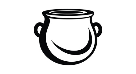 Simple black and white silhouette of an ancient amphora or vase with two handles and a curved base silhouette