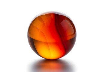 Glowing amber sphere with streaks of orange and yellow reflecting light