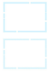 水色の途切れ線と点線で構成されたシンプルなフレームセット