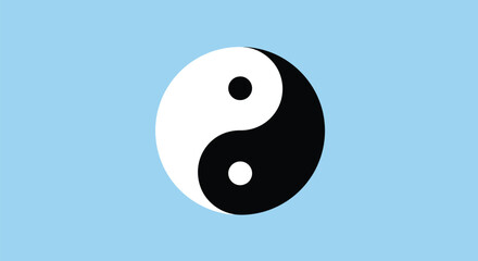 Yin yang symbol on light blue background