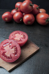 tomatoes on a wooden table