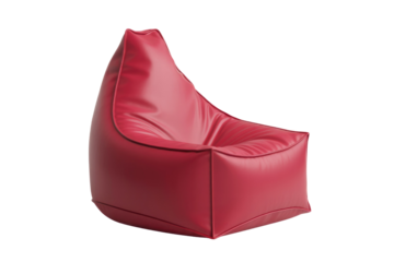 A comfortable, vibrant red bean bag chair, ideal for modern, relaxed seating in a living room, studio, or cozy lounge area. background removed