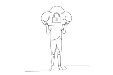 Data protection day concept one-line drawing
