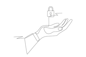 Data protection day concept one-line drawing