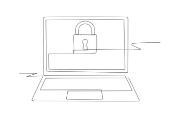 Data protection day concept one-line drawing