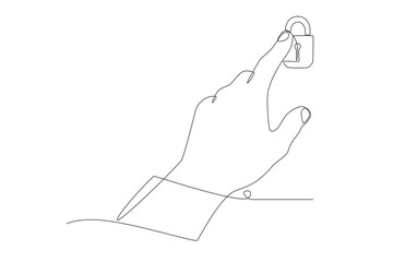 Data protection day concept one-line drawing