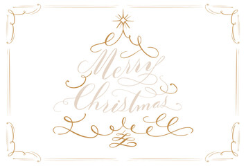 Christmas elegant calligraphy frame and illustration