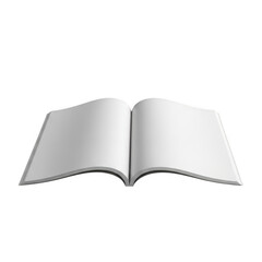 Open blank book facing forward showing empty pages ready for content transparent background