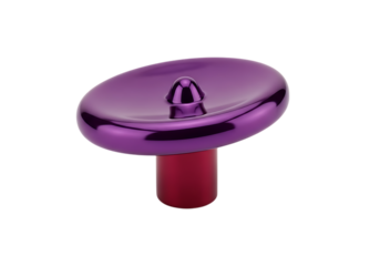 Glossy purple oval button with red stem isolated on black for design projects isolated on transparent background