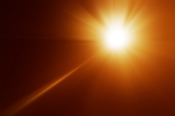 Dazzling sunshine sun rays with bokeh on yellow background. golden sunny banner with sunburst...