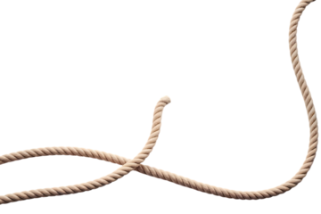 Thick beige rope, with visible texture curves and twists across a dark background, cutout, PNG isolated on white or transparent background