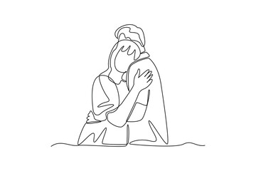 Simple continuous line draw of honeymoon idea and activity. Simple line, creativity, vector.